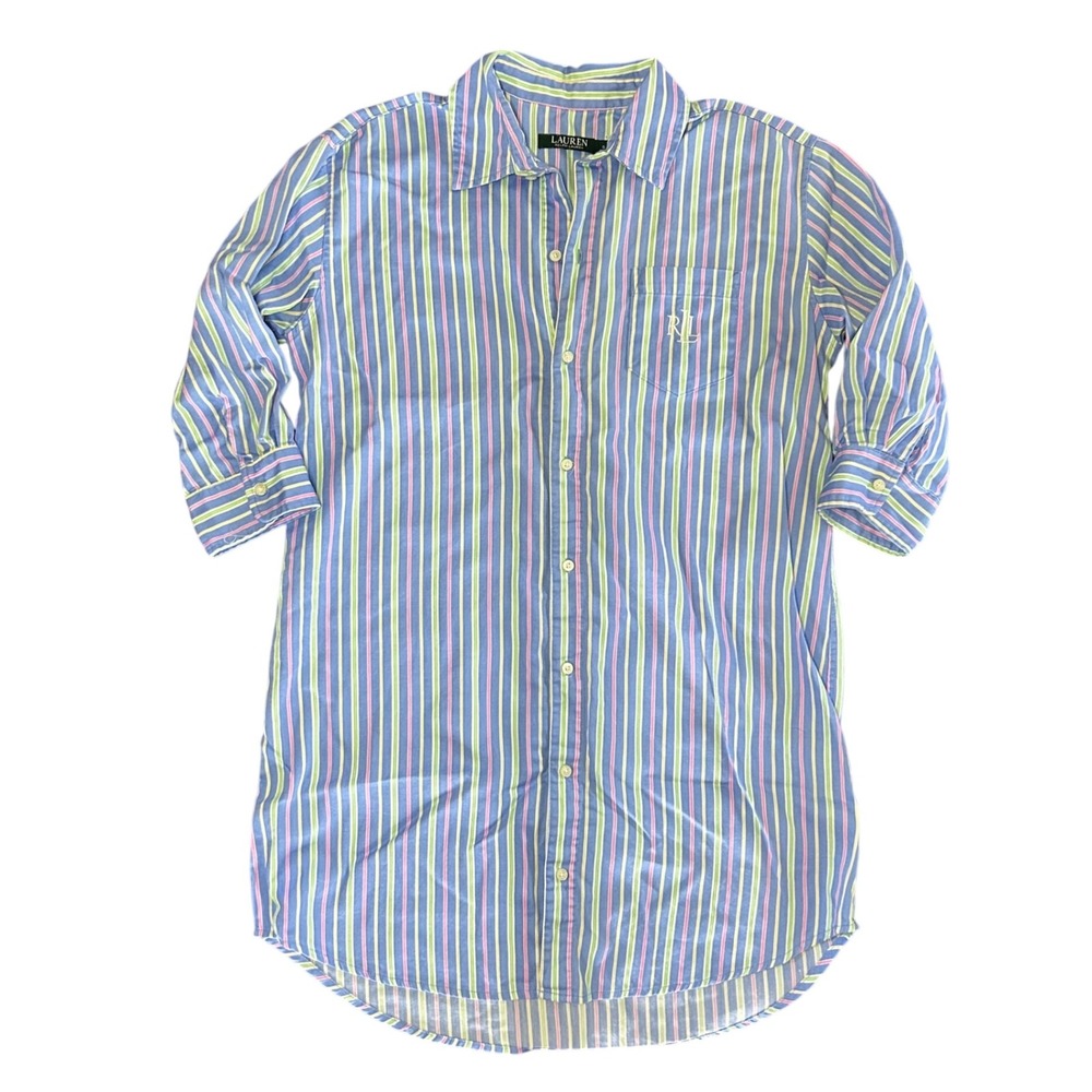 Vintage Lauren Ralph Lauren‎ Sleep Shirt / Dress Button Down Women's Size Small